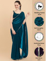 FORKEY Solid/Plain, Self Design, Embellished Bollywood Georgette Saree (Blue)