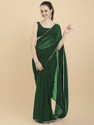 FORKEY Solid/Plain Kasavu Georgette Saree (Green)