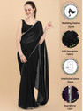 FORKEY Solid/Plain, Self Design, Embellished Bollywood Georgette Saree (Black)