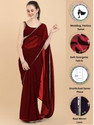 FORKEY Solid/Plain, Self Design, Embellished Bollywood Georgette Saree (Maroon)