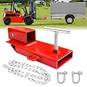 Forklift Trailer Hitch Attachment, EBESTTECH 1 PC 2" Receiver Trailer Towing Adapter with Chain Red
