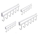 Under Cabinet Mug Holder (Pack of 4) – Stainless Steel 6 Hooks Under Shelf Rack, Coffee Cup & Wine Glass Holder, Kitchen Utensil Hanger, No Drill Storage Organizer for Cabinet (White)