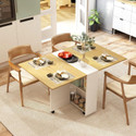 FORKTAIL Space Saving Folding Dining Table Convertible with 2 Tier (Without Chairs) Engineered Wood 6 Seater Dining Table