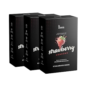 formen joymax strawberry dotted amp lubricated condoms for menultra-thin  extra lubrication for enhanced pleasure  disposable pouches included 10 count pack of 3