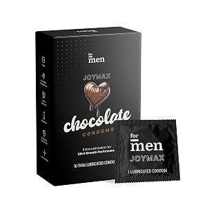 joymax chocolate condoms for men  flavoured extra smooth amp lubricated protection  pack of 10 with disposal pouches