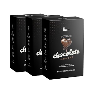 joymax chocolate condoms for men  ultra-thin smooth amp flavoured protection pack of 3 10 sheets each