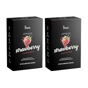 formen joymax strawberry amp lubricated condoms for men with disposable pouches pack of 2