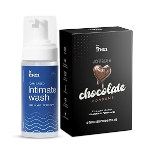 formen joymax condoms chocolate flavored10- count with foam based intimate wash for men  anti fungal for a clean and hygiene intimate