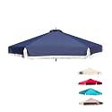 FORMOSA 9ft 6 Rib Market Premium Patio Umbrella Replacement Canopy - 300D UV Protective and Water Resistant Patio Canopy - Umbrella Replacement Cover (CANOPY ONLY) (Navy Fringe Olefin)