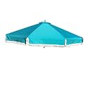 Formosa Covers 9ft 6-Rib Patio Umbrella Replacement Canopy, Cyan Fringe