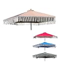 Formosa Covers 9ft 6-Rib Patio Umbrella Replacement Canopy, Taupe Tassel
