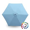 Formosa Covers 9ft Market Patio Umbrella Canopy - Light Blue, 6 Ribs, 300D UV Protective and Water Resistant, Premium Quality Replacement Canopy