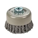 Forney 72868 4-Inch Industrial Pro Premium Twist Knot Double Row Cup Brush with 5/8-Inch-11 and M14 by 2.0 Multi Arbor