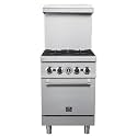 FORNO Commerciale 24 Inch Stainless Steel Gas Range, 4 Burners, 120,000 BTU Total