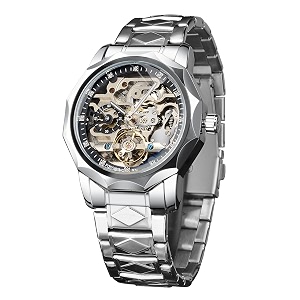 FORSINING Mens Skeleton Automatic Tourbillon Watch Self-Wind