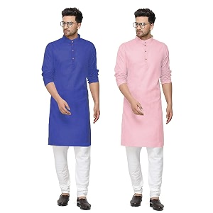 fort worth cotton blend traditional men39s kurta pajama set - pack of 2 ethnic indian wear