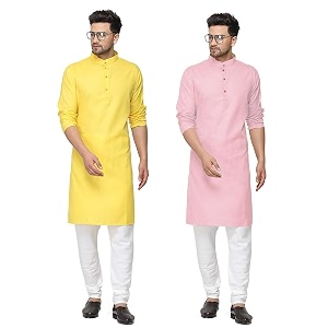 fort worth cotton blend traditional men39s kurta pajama set - pack of 2 ethnic indian wear