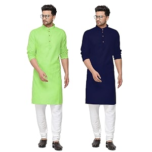 fort worth cotton blend traditional men39s kurta pajama set - pack of 2 ethnic indian wear