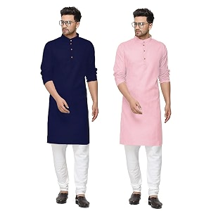 fort worth cotton blend traditional men39s kurta pajama set - pack of 2 ethnic indian wear
