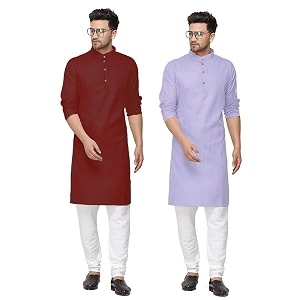 fort worth cotton blend traditional men39s kurta pajama set - pack of 2 ethnic indian wear