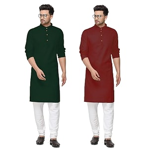 fort worth cotton blend traditional men39s kurta pajama set - pack of 2 ethnic indian wear
