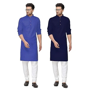 fort worth cotton blend traditional men39s kurta pajama set - pack of 2 ethnic indian wear