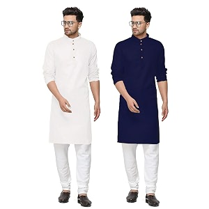 fort worth cotton blend traditional men39s kurta pajama set - pack of 2 ethnic indian wear