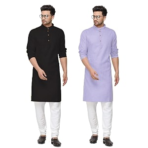 fort worth cotton blend traditional men39s kurta pajama set - pack of 2 ethnic indian wear