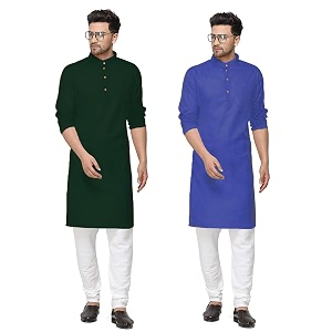 fort worth cotton blend traditional men39s kurta pajama set - pack of 2 ethnic indian wear