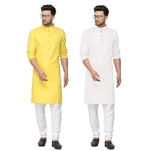 fort worth cotton blend traditional men39s kurta pajama set - pack of 2 ethnic indian wear