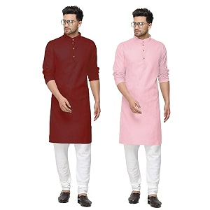 fort worth cotton blend traditional men39s kurta pajama set - pack of 2 ethnic indian wear