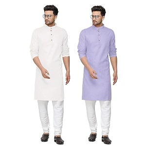 fort worth cotton blend traditional men39s kurta pajama set - pack of 2 ethnic indian wear