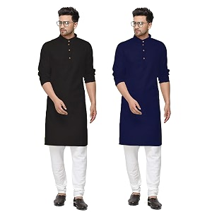 fort worth cotton blend traditional men39s kurta pajama set - pack of 2 ethnic indian wear