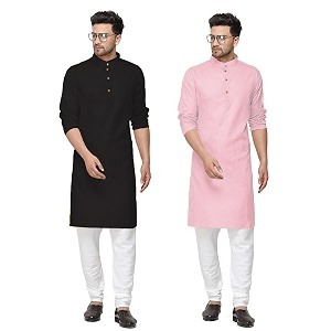 fort worth cotton blend traditional men39s kurta pajama set - pack of 2 ethnic indian wear