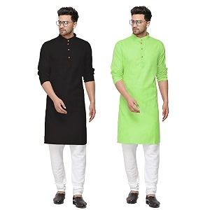 fort worth cotton blend traditional men39s kurta pajama set - pack of 2 ethnic indian wear