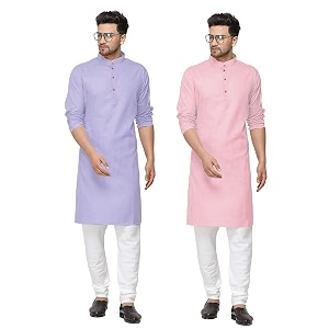 fort worth cotton blend traditional men39s kurta pajama set - pack of 2 ethnic indian wear