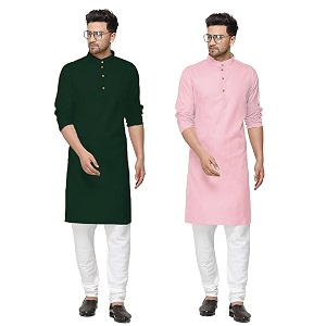 fort worth cotton blend traditional men39s kurta pajama set - pack of 2 ethnic indian wear