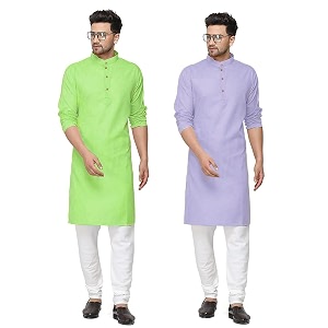 fort worth cotton blend traditional men39s kurta pajama set - pack of 2 ethnic indian wear