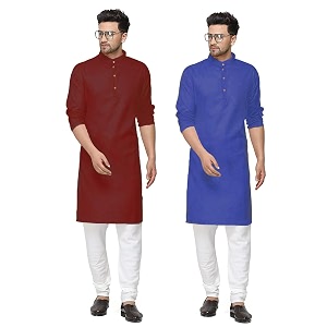fort worth cotton blend traditional men39s kurta pajama set - pack of 2 ethnic indian wear