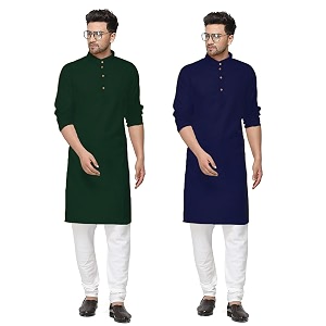 fort worth cotton blend traditional men39s kurta pajama set - pack of 2 ethnic indian wear