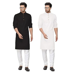 fort worth cotton blend traditional men39s kurta pajama set - pack of 2 ethnic indian wear