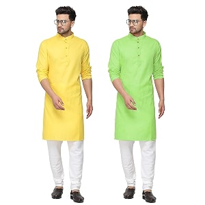 fort worth cotton blend traditional men39s kurta pajama set - pack of 2 ethnic indian wear
