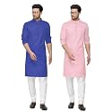 Fort Worth Cotton Blend Traditional Men's Kurta Pajama Set - Pack of 2, Ethnic Indian Wear