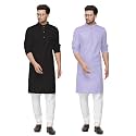 Fort Worth Cotton Blend Traditional Men's Kurta Pajama Set - Pack of 2, Ethnic Indian Wear