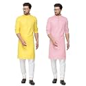Fort Worth Cotton Blend Traditional Men's Kurta Pajama Set - Pack of 2, Ethnic Indian Wear