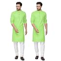 Fort Worth Cotton Blend Traditional Men's Kurta Pajama Set - Pack of 2, Ethnic Indian Wear