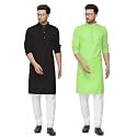 Fort Worth Cotton Blend Traditional Men's Kurta Pajama Set - Pack of 2, Ethnic Indian Wear