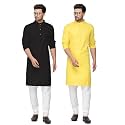 Fort Worth Cotton Blend Traditional Men's Kurta Pajama Set - Pack of 2, Ethnic Indian Wear