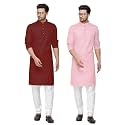 Fort Worth Cotton Blend Traditional Men's Kurta Pajama Set - Pack of 2, Ethnic Indian Wear