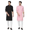 Fort Worth Cotton Blend Traditional Men's Kurta Pajama Set - Pack of 2, Ethnic Indian Wear